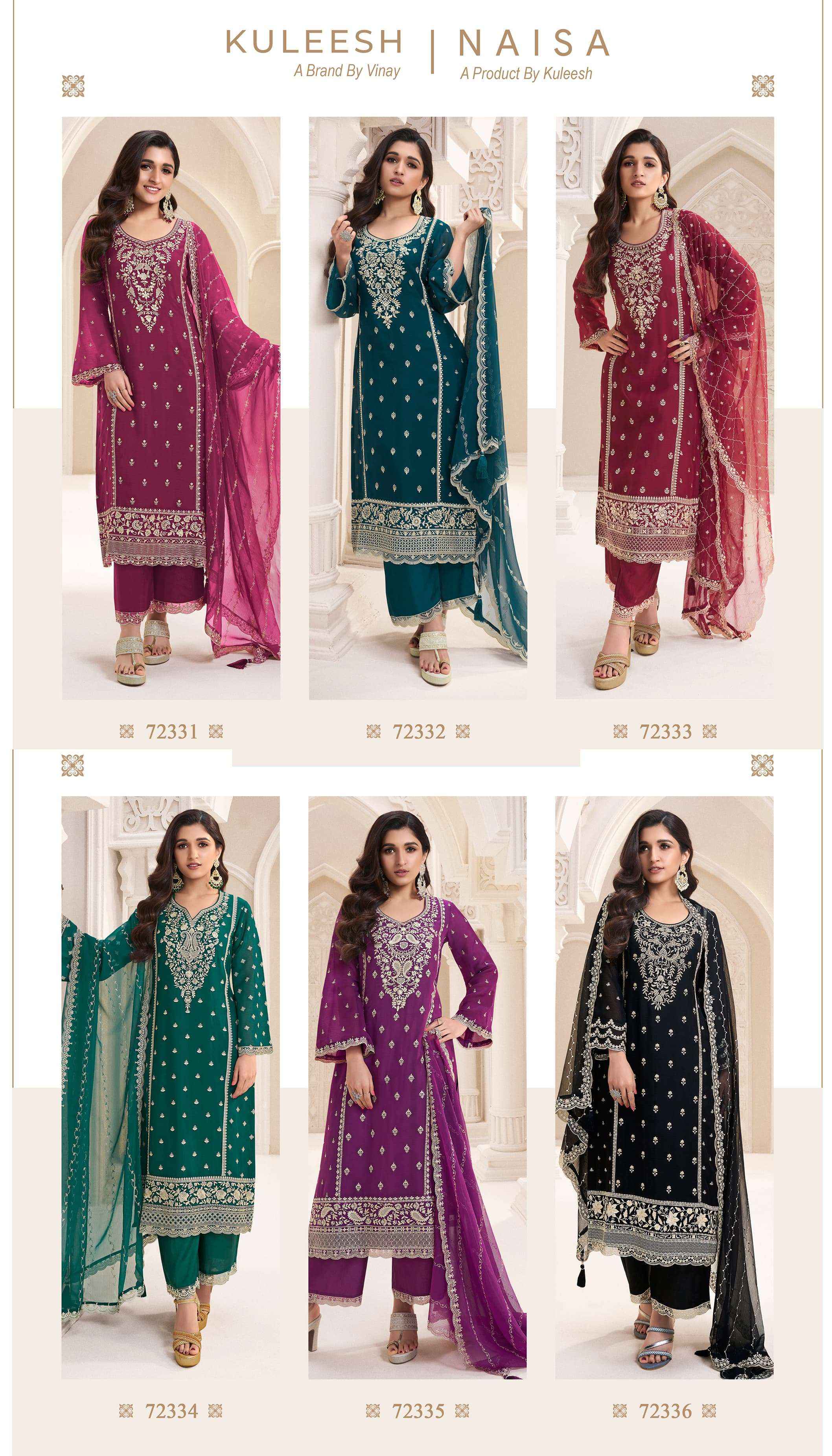 VINAY FASHION KULEESH NAISHA WHOLESALE SILK DRESS MATERIAL ( 6 PCS CATALOG )