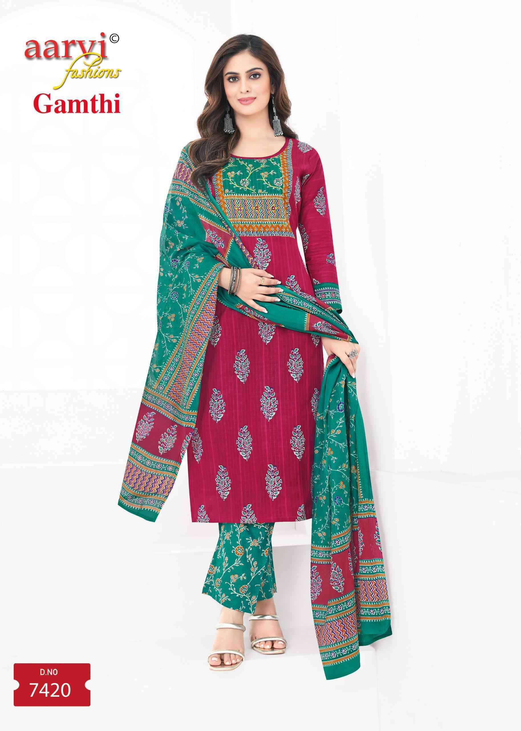 Aarvi Fashion Gamthi Vol 8 Cotton Readymade Suits ( 8 Pcs Catalog )