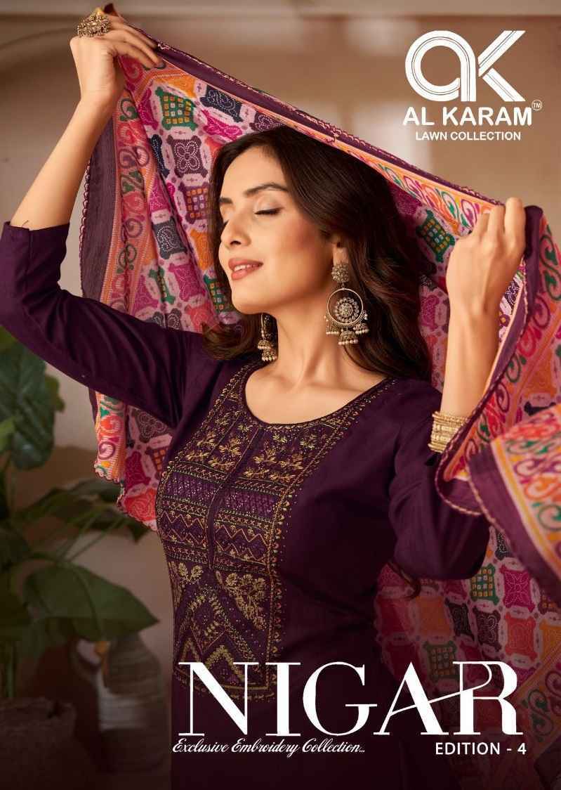 Al Karam Nigar Edition 4 Reyon Dress Material Wholesale Price ( 6 Pcs Catalog )