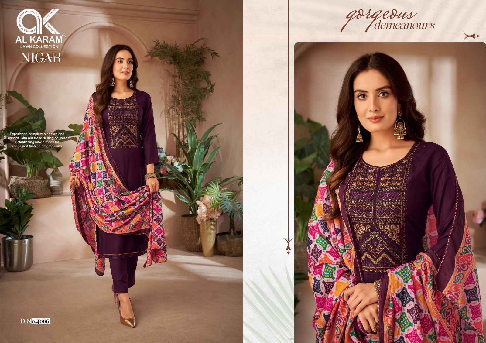 Al Karam Nigar Edition 4 Reyon Dress Material Wholesale Price ( 6 Pcs Catalog )