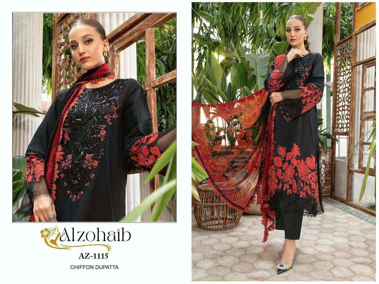 AL ZOHAIB D NO 1115 TO 1128 COTTON DRESS MATERIAL WHOLESALE PRICE ( 4 PCS CATALOG )