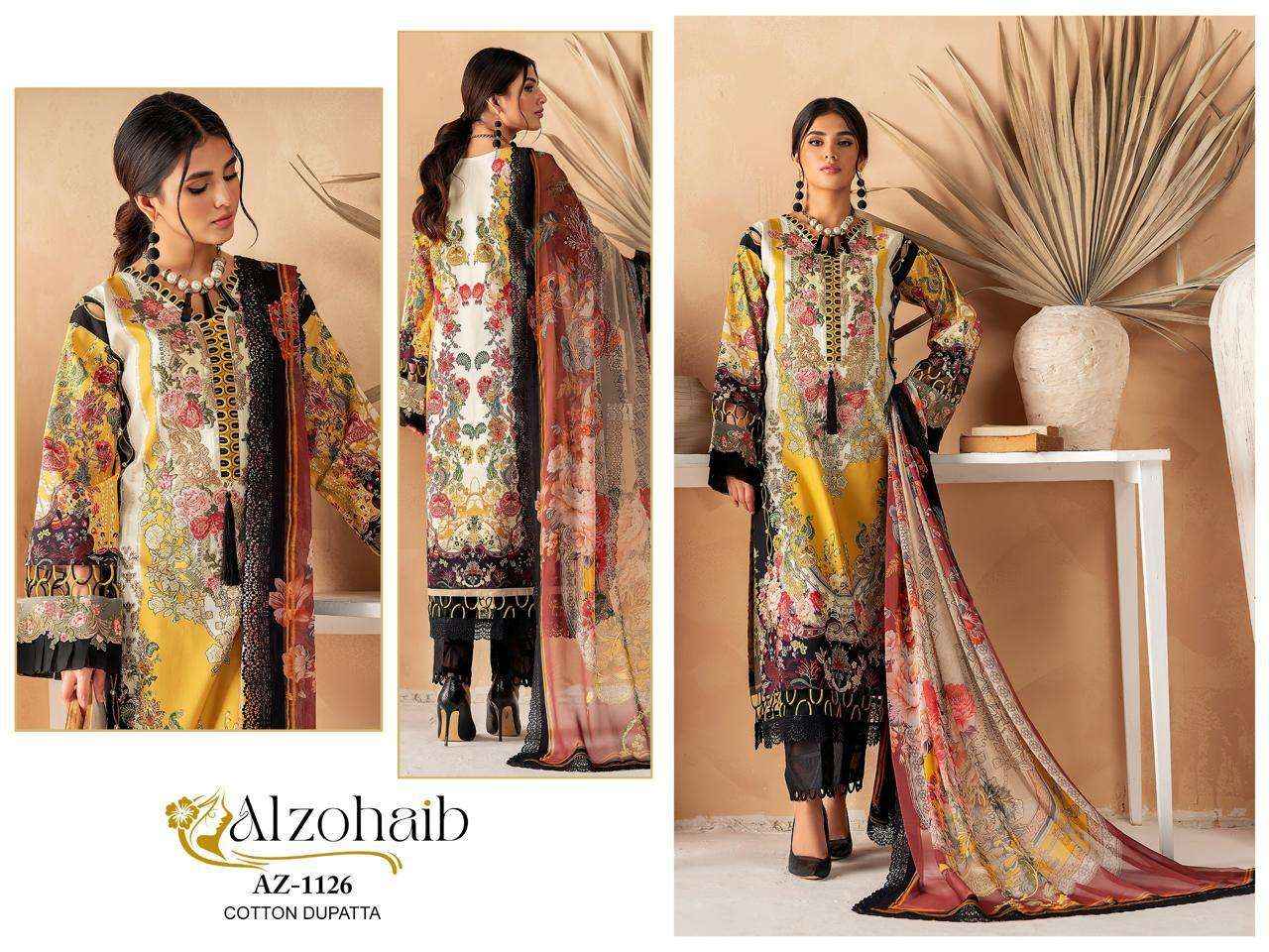 AL ZOHAIB D NO 1115 TO 1128 COTTON DRESS MATERIAL WHOLESALE PRICE ( 4 PCS CATALOG )