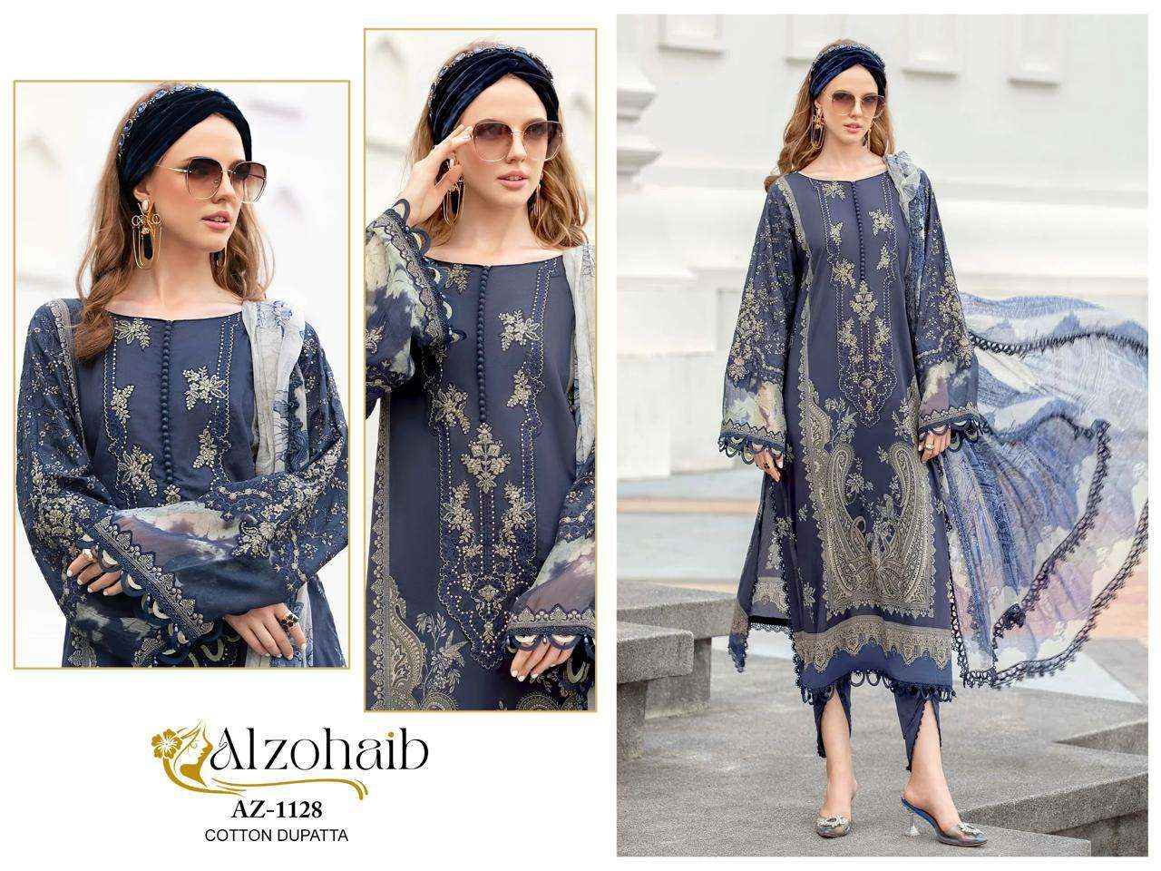 AL ZOHAIB D NO 1115 TO 1128 COTTON DRESS MATERIAL WHOLESALE PRICE ( 4 PCS CATALOG )