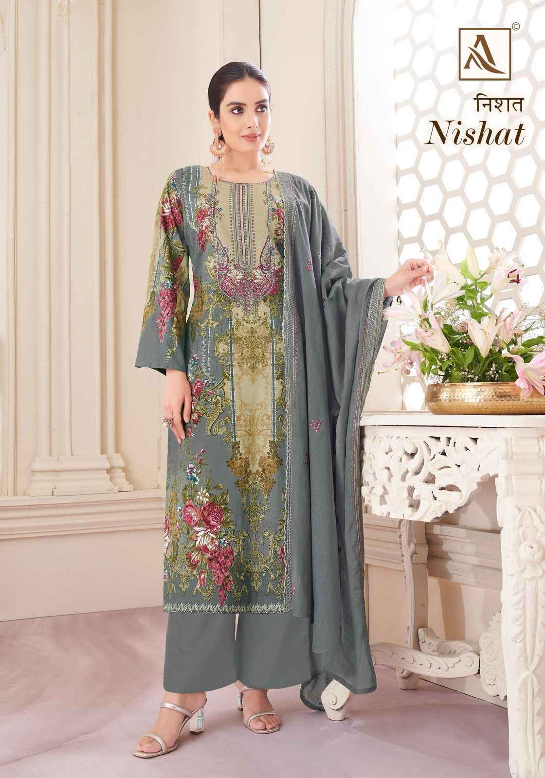 Alok Nishat Cambric Cotton Dress Material Wholesale Price ( 8 Pcs Catalog )