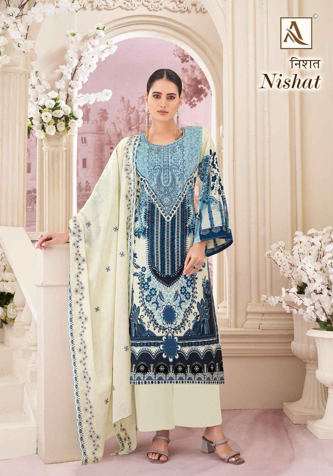 Alok Nishat Cambric Cotton Dress Material Wholesale Price ( 8 Pcs Catalog )