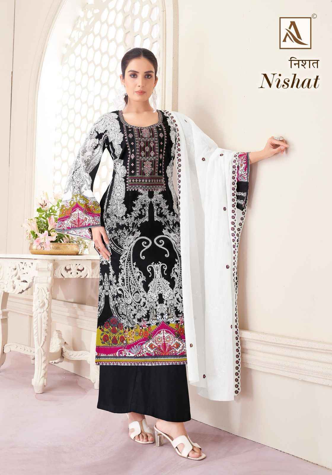 Alok Nishat Cambric Cotton Dress Material Wholesale Price ( 8 Pcs Catalog )