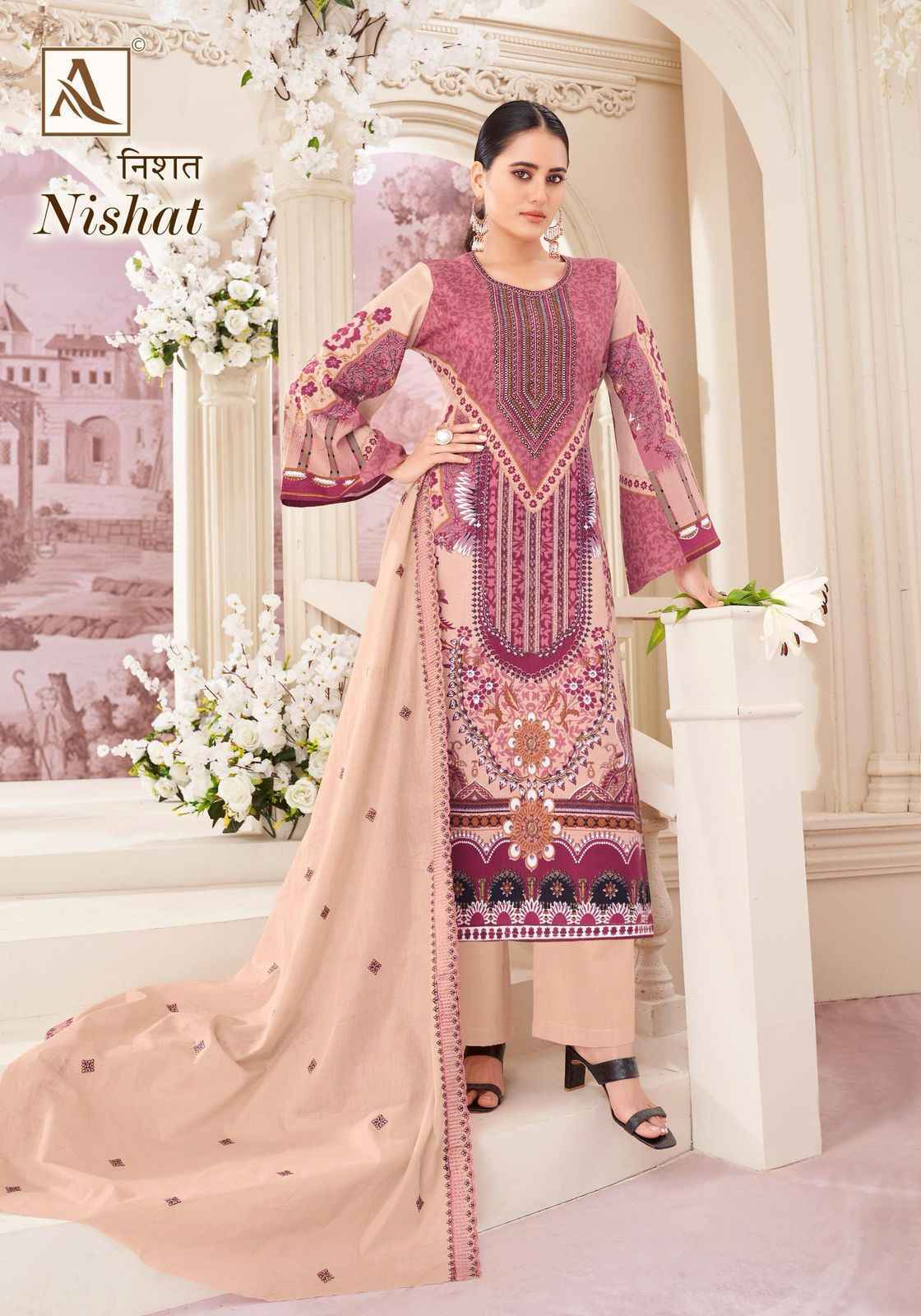 Alok Nishat Cambric Cotton Dress Material Wholesale Price ( 8 Pcs Catalog )