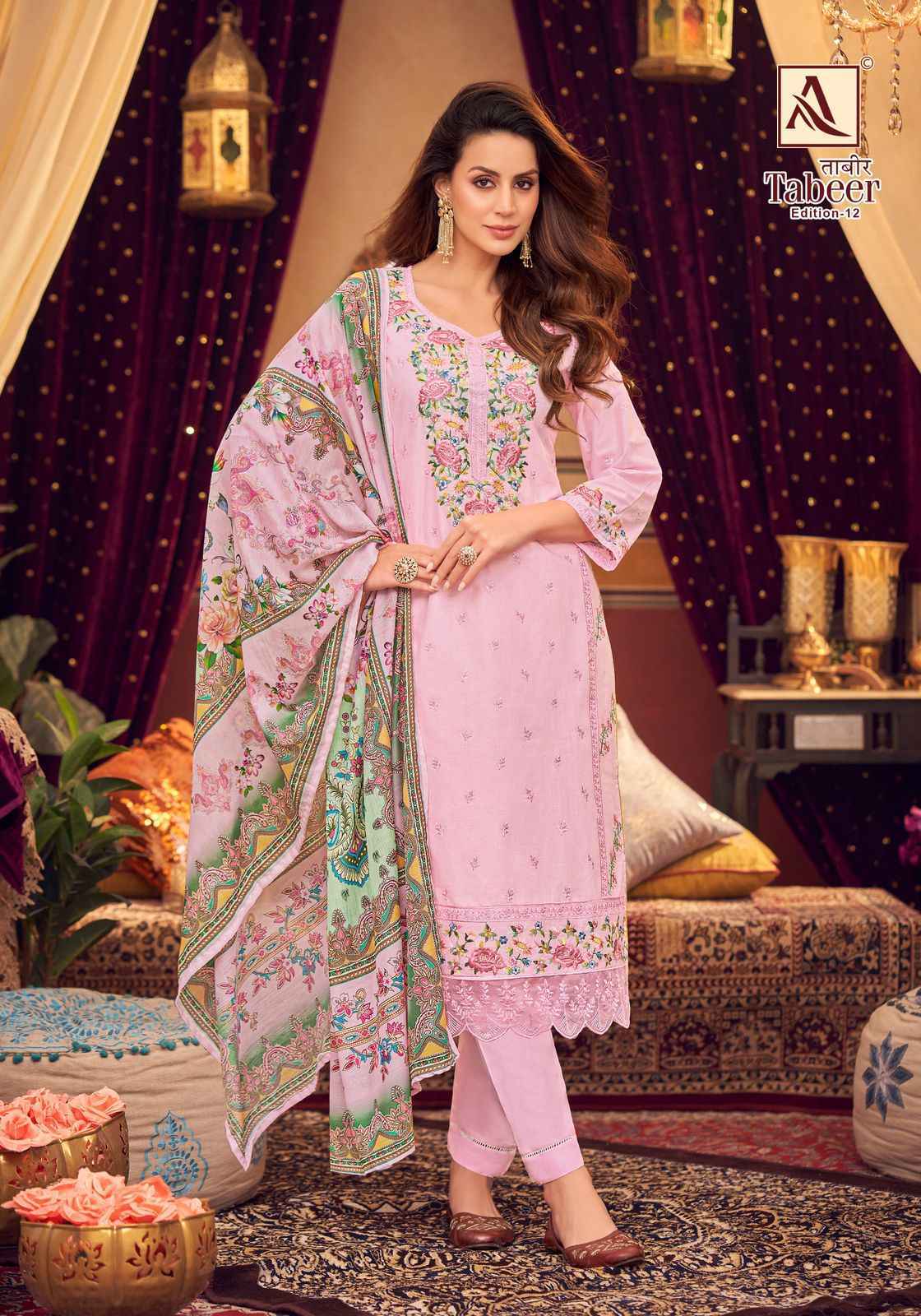 Alok Tabeer Edition 12 Cambric Lawn Dress Material Wholesale Price ( 8 Pcs Catalog )