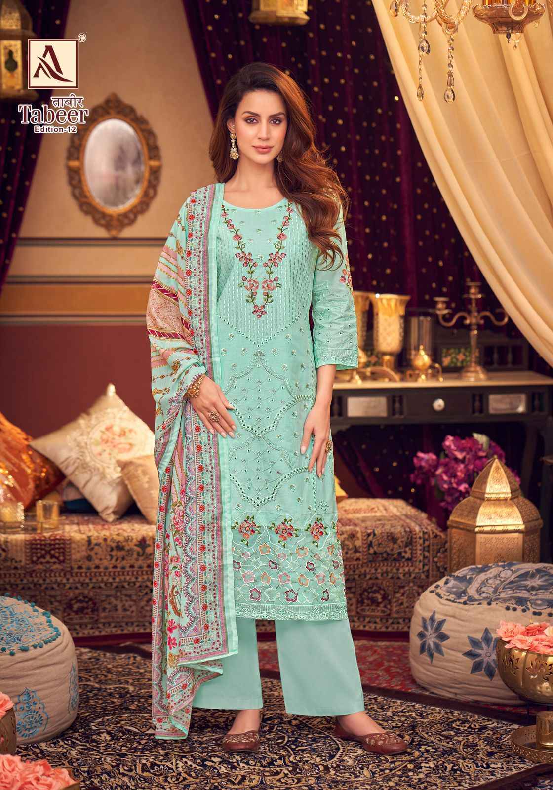 Alok Tabeer Edition 12 Cambric Lawn Dress Material Wholesale Price ( 8 Pcs Catalog )