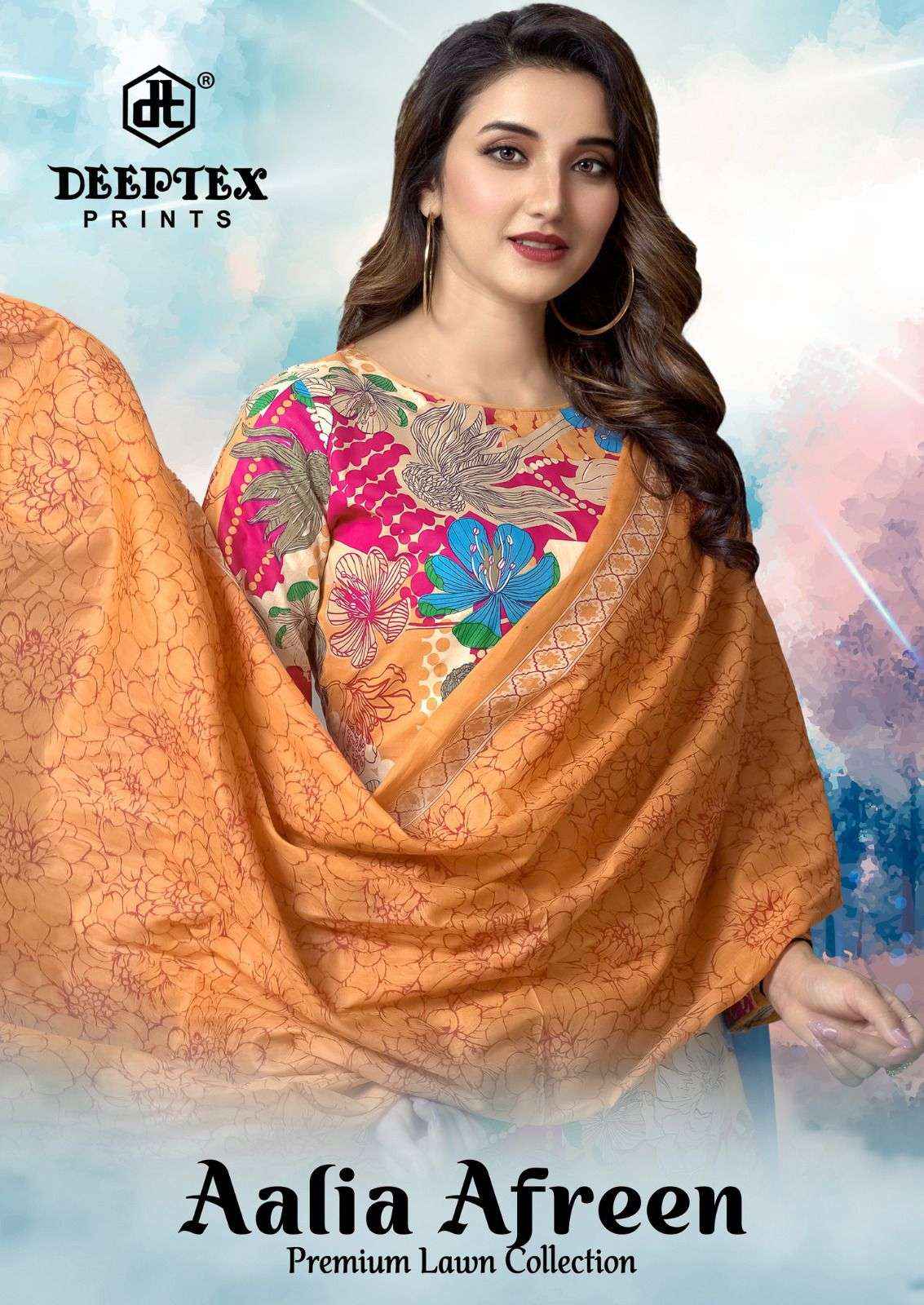 DEEPTEX PRINTS AALIA AFREEN VOL 1 LAWN COTTON DIGITAL PRINTS SUIT DRESS MATERIAL WHOLESALE PRICE ( 8 PCS CATALOG )