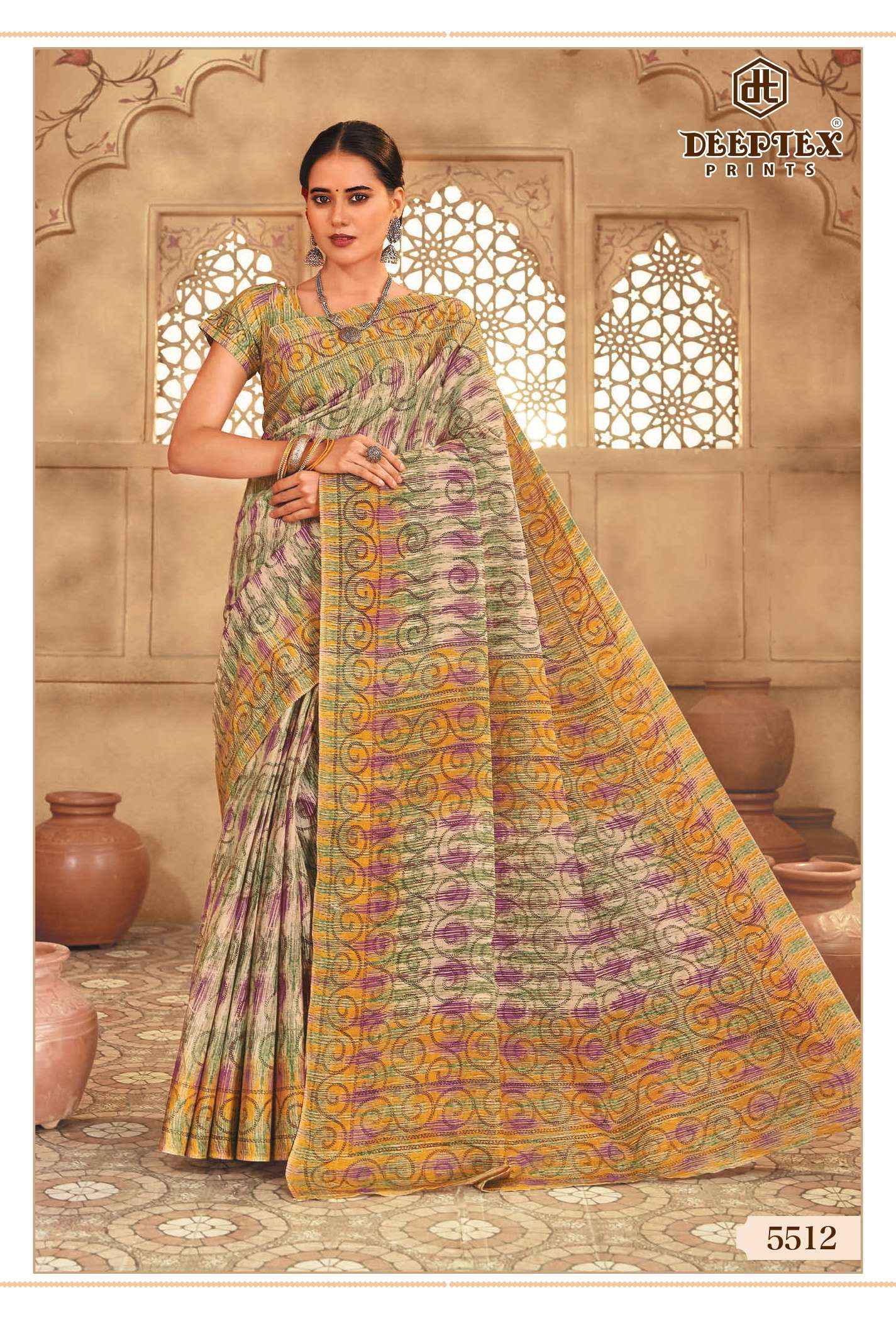 DEEPTEX PRINTS MOTHER INDIA VOL 55 COTTON PRINTED SAREE SET WHOLESALE PRICE ( 30 PCS CATALOG )