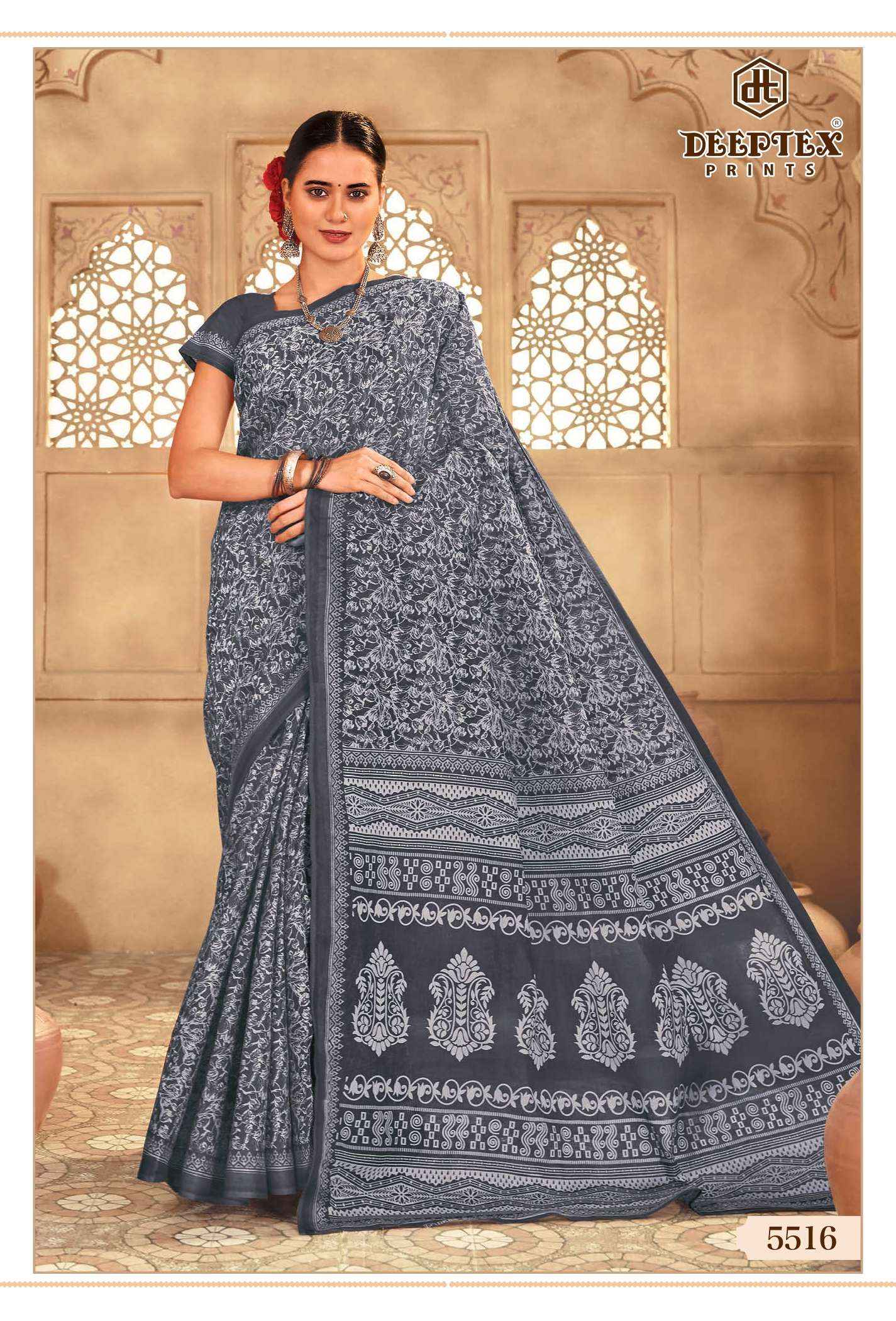 DEEPTEX PRINTS MOTHER INDIA VOL 55 COTTON PRINTED SAREE SET WHOLESALE PRICE ( 30 PCS CATALOG )