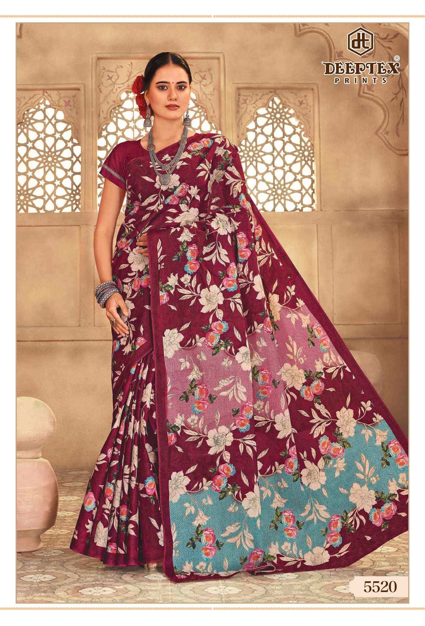 DEEPTEX PRINTS MOTHER INDIA VOL 55 COTTON PRINTED SAREE SET WHOLESALE PRICE ( 30 PCS CATALOG )