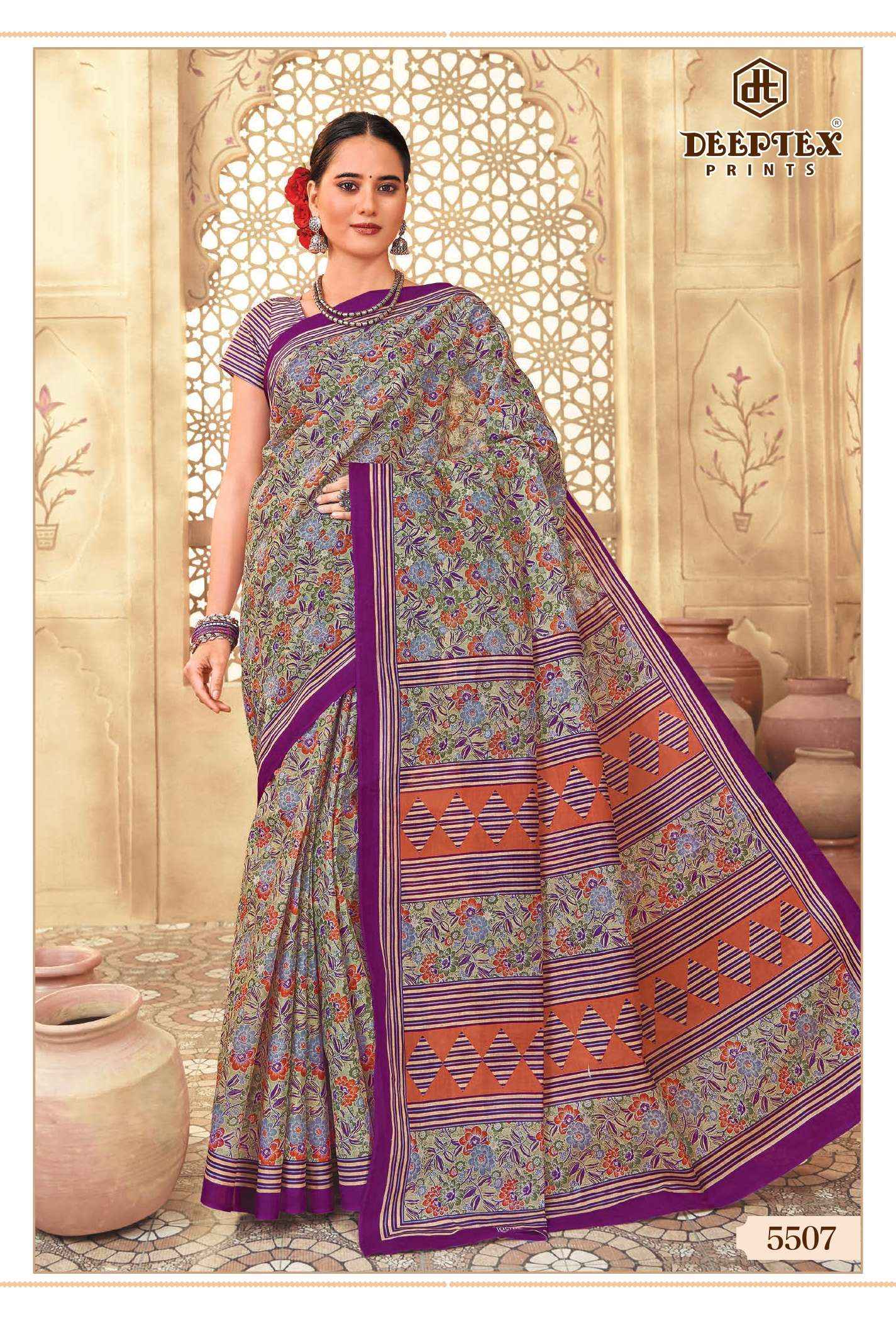 DEEPTEX PRINTS MOTHER INDIA VOL 55 COTTON PRINTED SAREE SET WHOLESALE PRICE ( 30 PCS CATALOG )