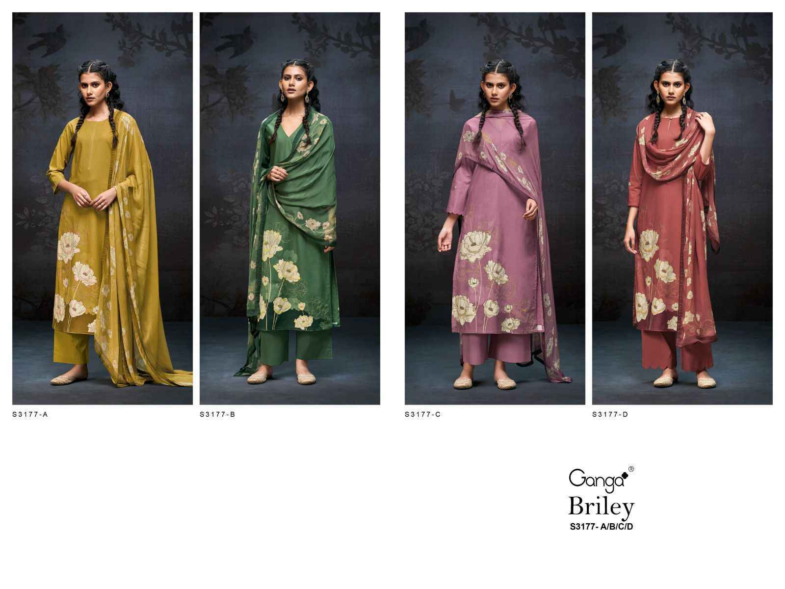 Ganga Briley S3177 Cotton Dress Material Wholesale Price ( 4 Pcs Catalog )