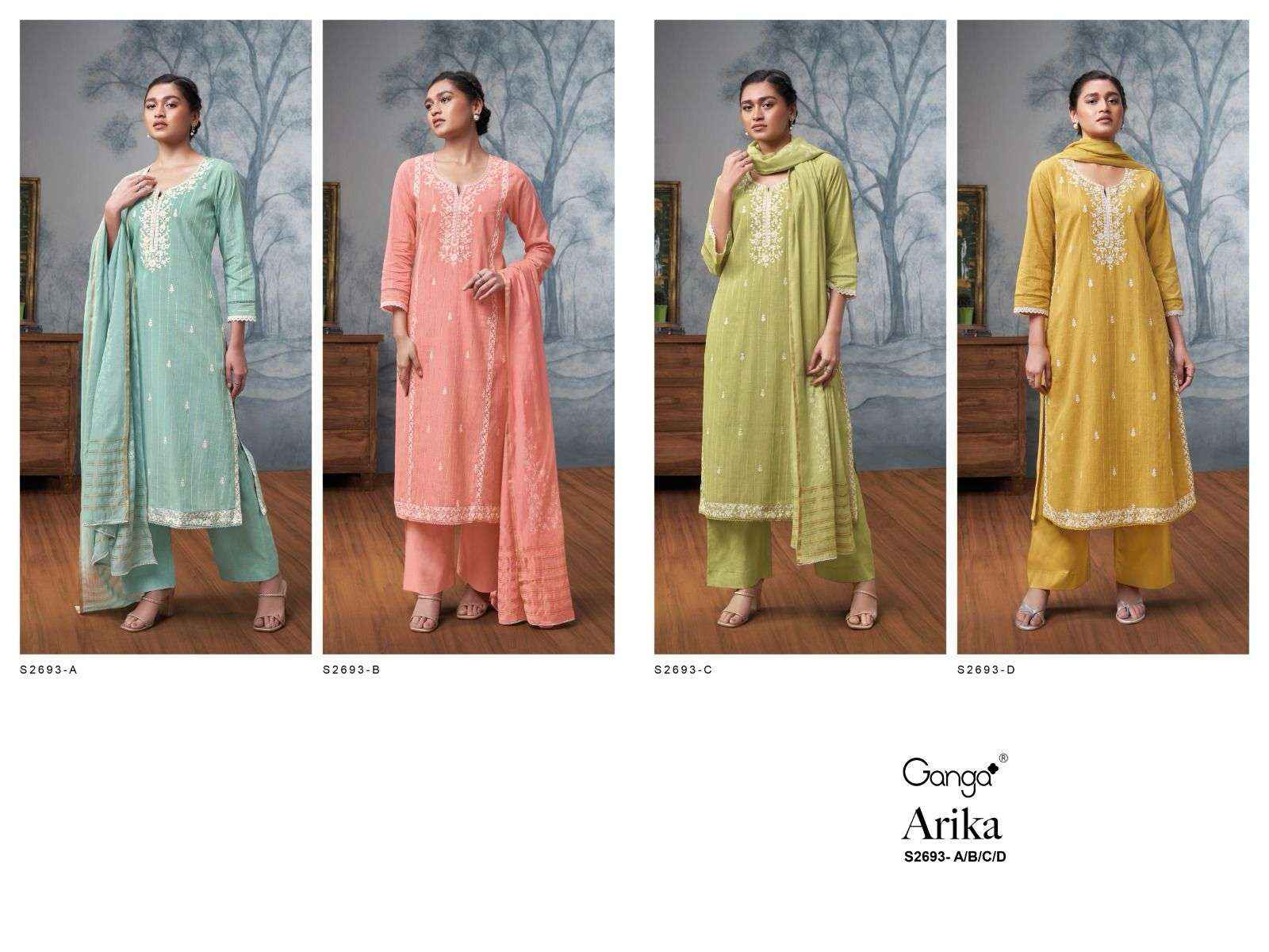 Ganga Fashion Arika 2693 Fancy Cotton Dress Material Wholesale Price ( 4 Pcs Catalog ) 