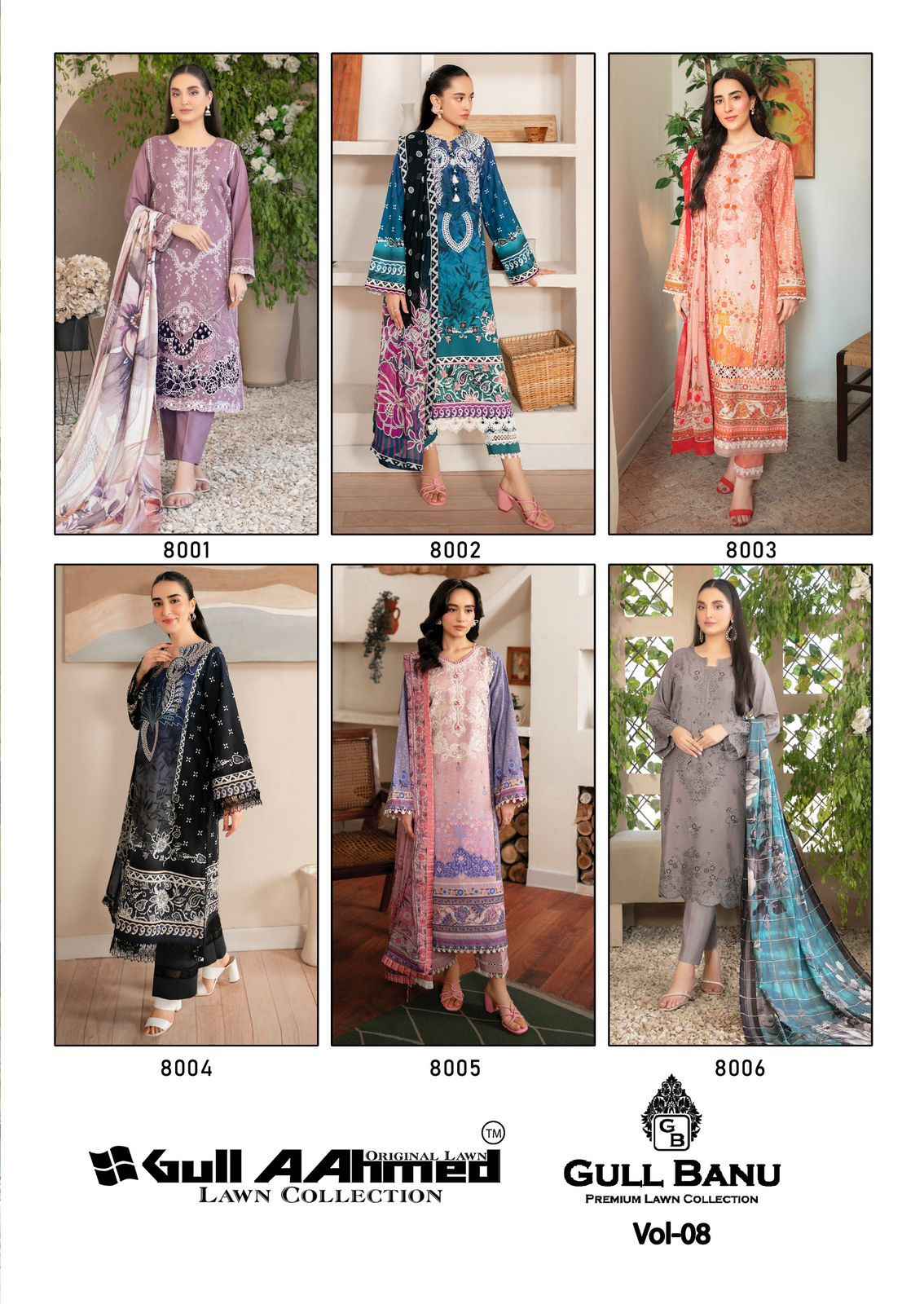 Gull A Ahmed Gull Banu Vol 8 Lawn Printed Dress Material ( 6 Pcs Dress Material )