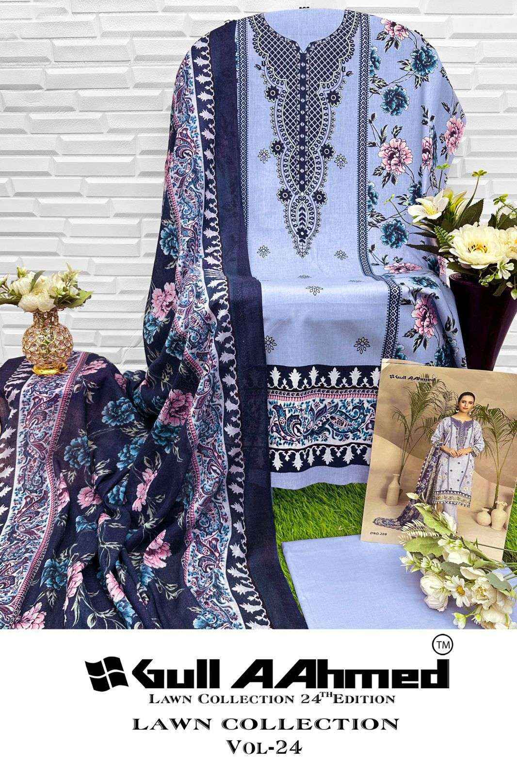 GULL AAHMED LAWN COLLECTION VOL 24 LAWN PAKISTANI SUITS ( 6 PCS CATALOG )