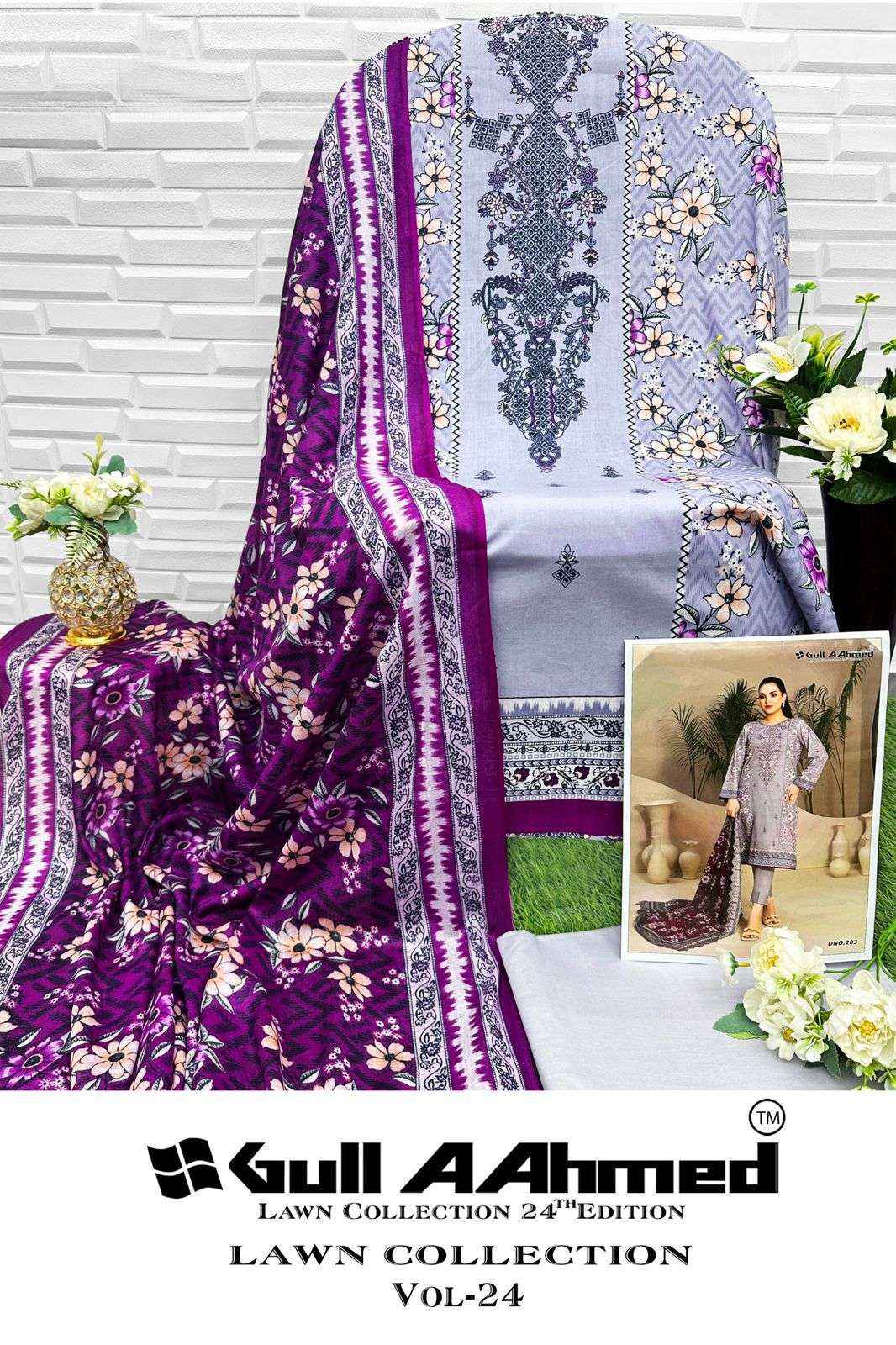 GULL AAHMED LAWN COLLECTION VOL 24 LAWN PAKISTANI SUITS ( 6 PCS CATALOG )