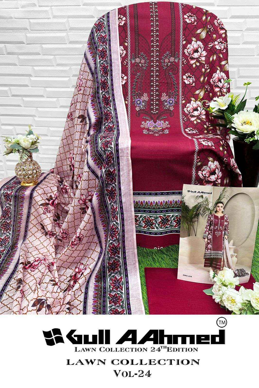 GULL AAHMED LAWN COLLECTION VOL 24 LAWN PAKISTANI SUITS ( 6 PCS CATALOG )