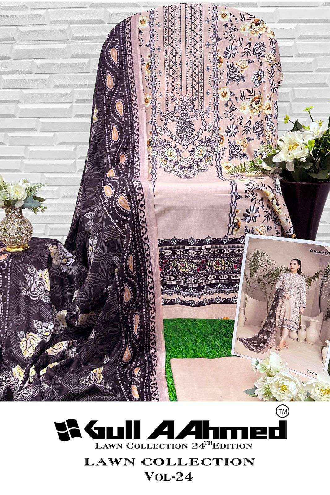 GULL AAHMED LAWN COLLECTION VOL 24 LAWN PAKISTANI SUITS ( 6 PCS CATALOG )