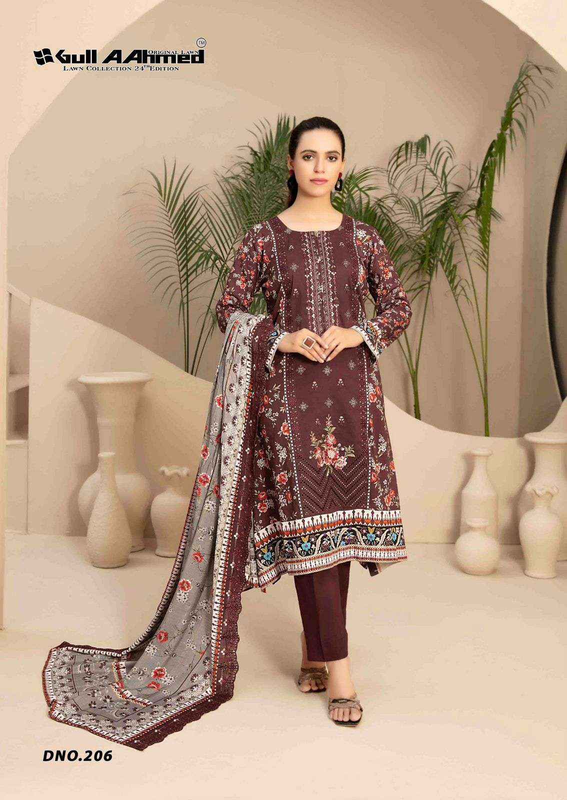 GULL AAHMED LAWN COLLECTION VOL 24 LAWN PAKISTANI SUITS ( 6 PCS CATALOG )