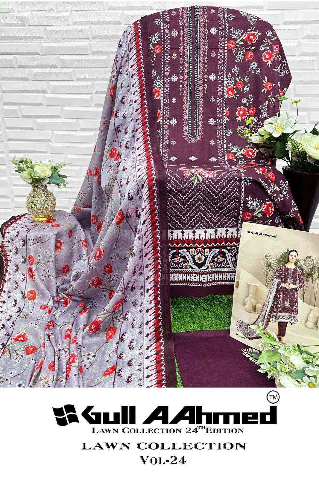 GULL AAHMED LAWN COLLECTION VOL 24 LAWN PAKISTANI SUITS ( 6 PCS CATALOG )