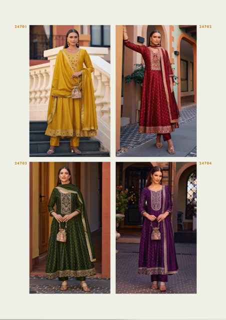 Lily & Lali Anarkali Vichitra Silk Readymade Kurti  Wholesale Price ( 6 Pcs Catalog )