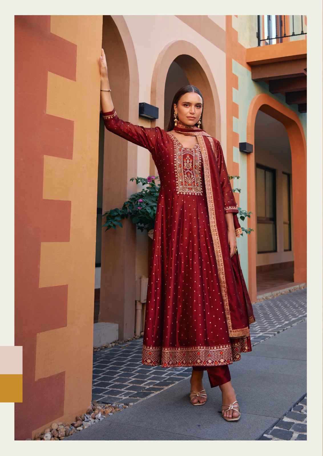 Lily & Lali Anarkali Vichitra Silk Readymade Kurti  Wholesale Price ( 6 Pcs Catalog )