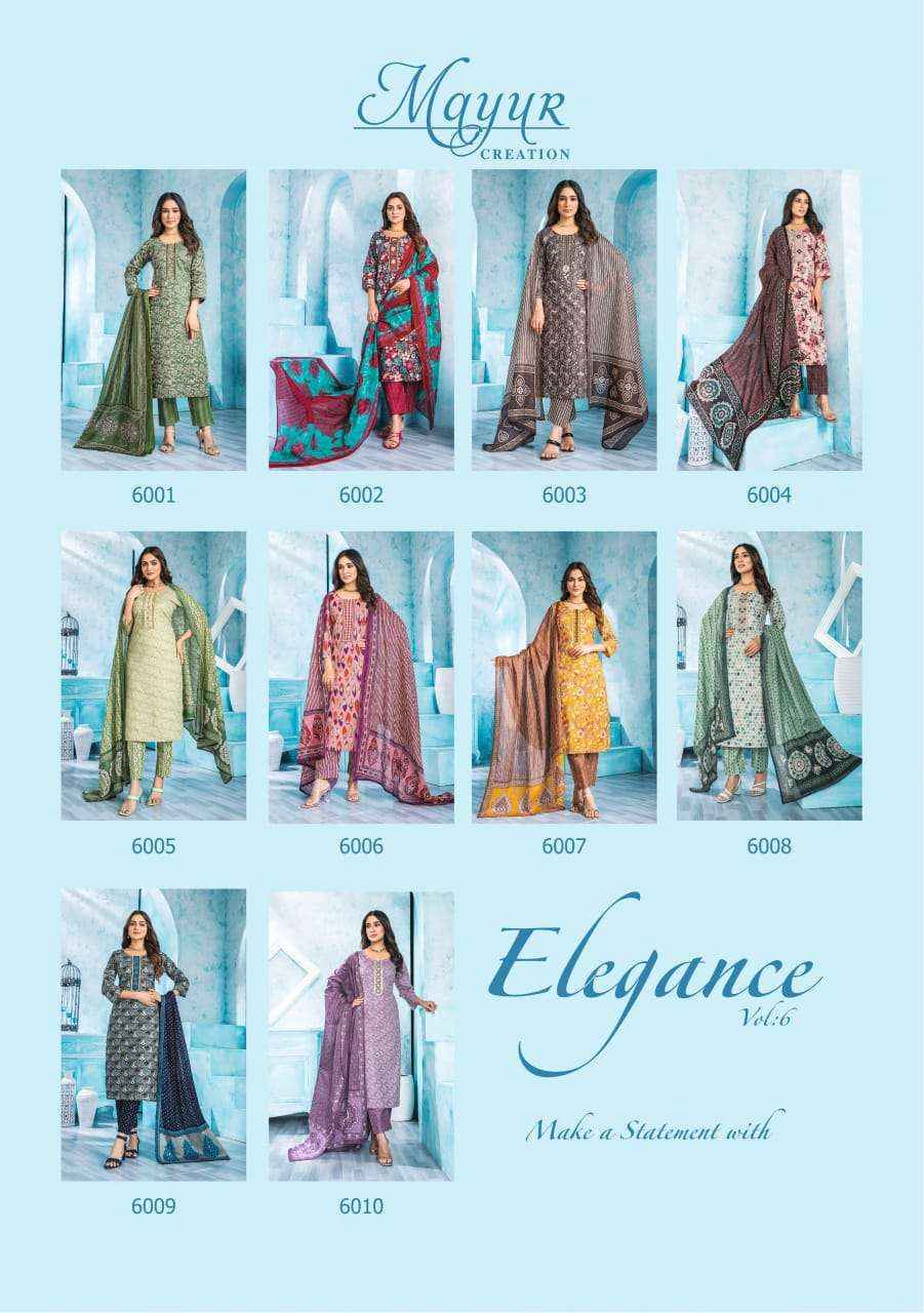 Mayur Creation Elegance Vol 6 Cotton Dress Material Wholesale Price ( 10 pcs Catalog )