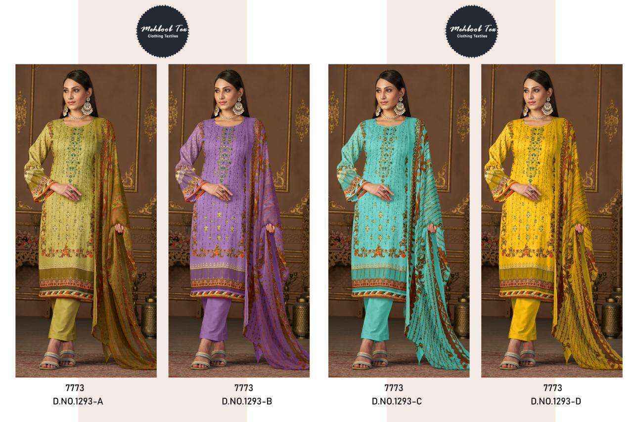 Mehboob Tex D No 1293 Lawn Cotton Dress Material Wholesale Price ( 4 Pcs Catalog )