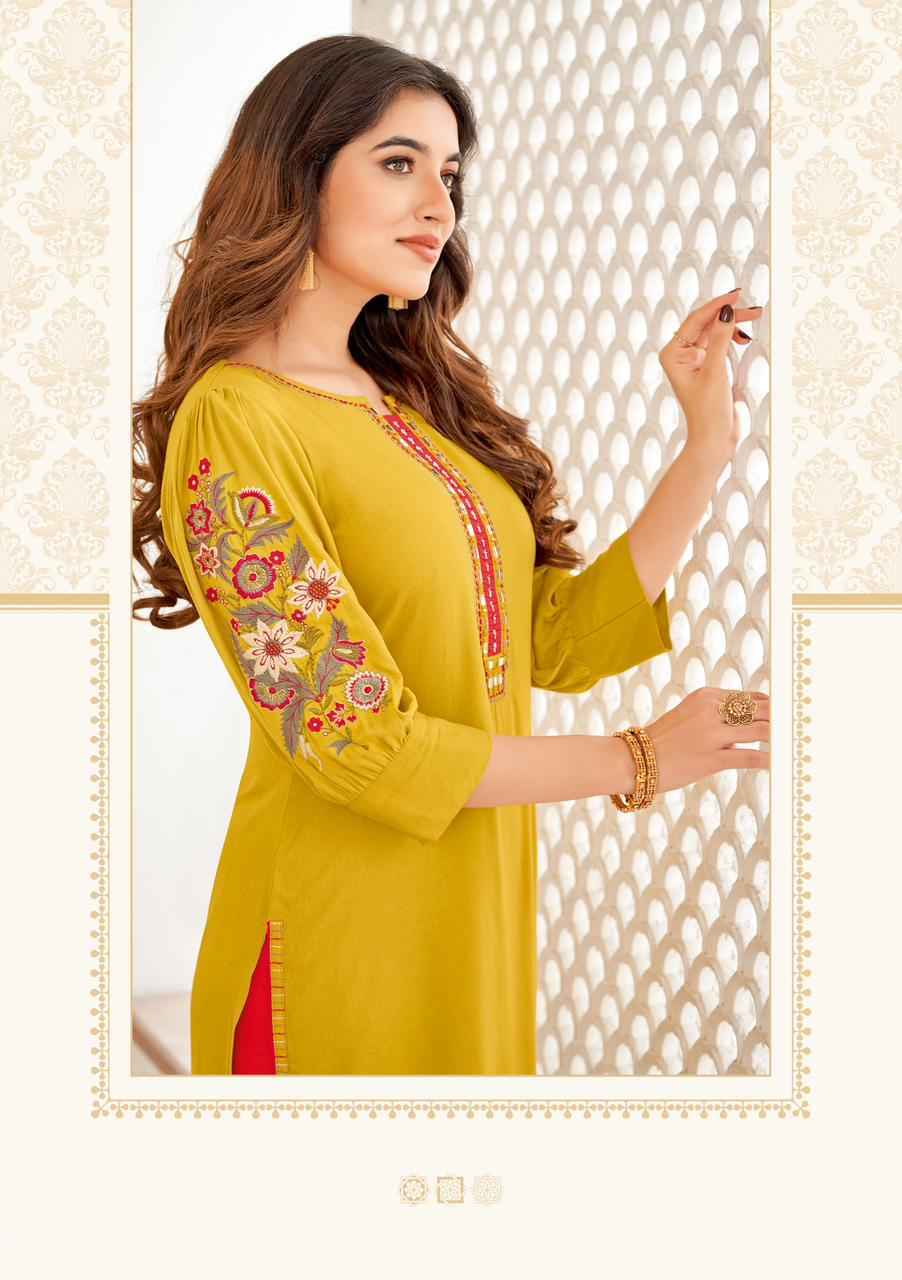 Mittoo Kaamiya Rayon Kurti Wholesale Price ( 6 Pcs Catalog )