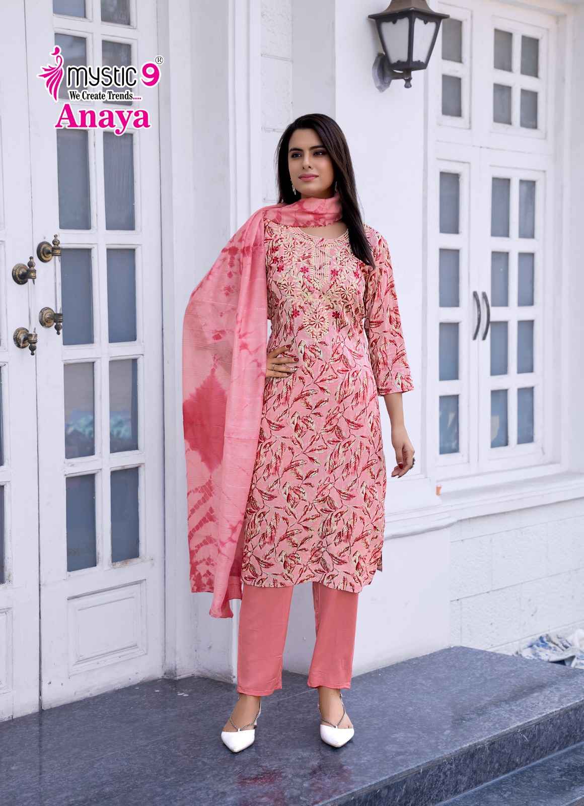 Mystic 9 Anaya Vol 1 Rayon Foil Printed Kurti Bottom With Dupatta Set Wholesale Price ( 8 Pcs Catalog )