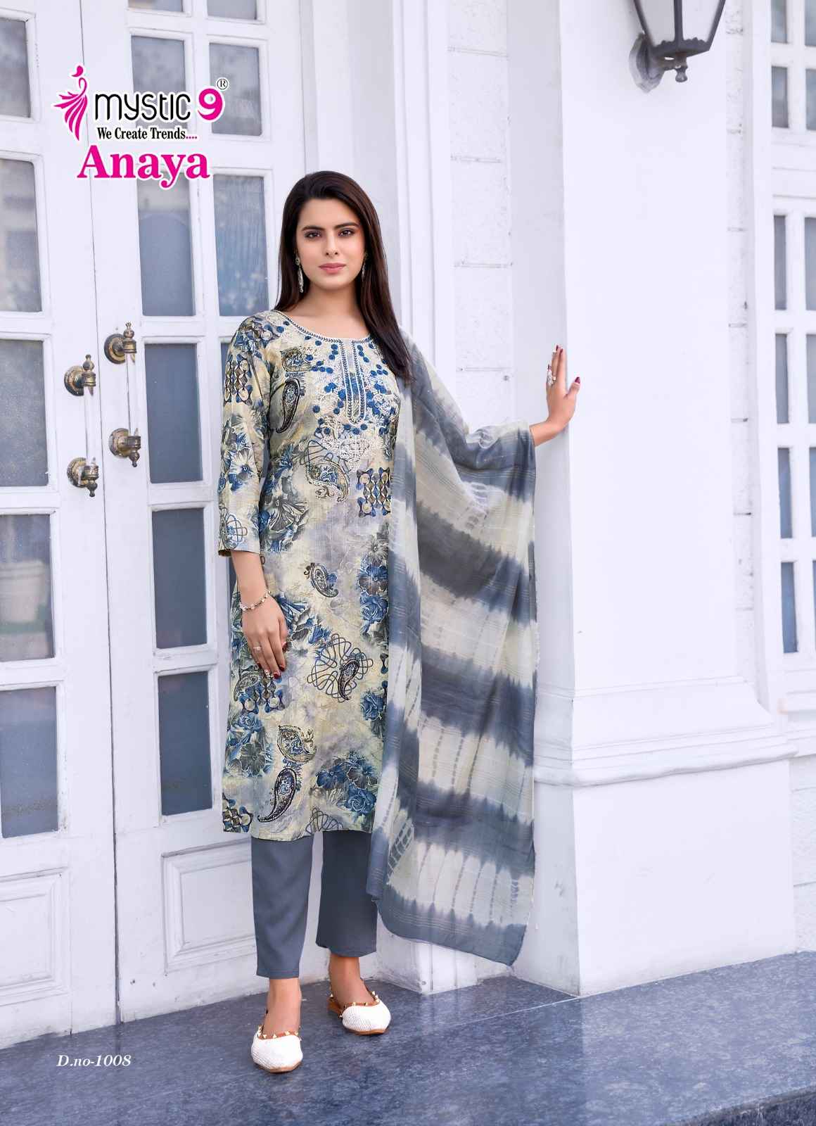 Mystic 9 Anaya Vol 1 Rayon Foil Printed Kurti Bottom With Dupatta Set Wholesale Price ( 8 Pcs Catalog )