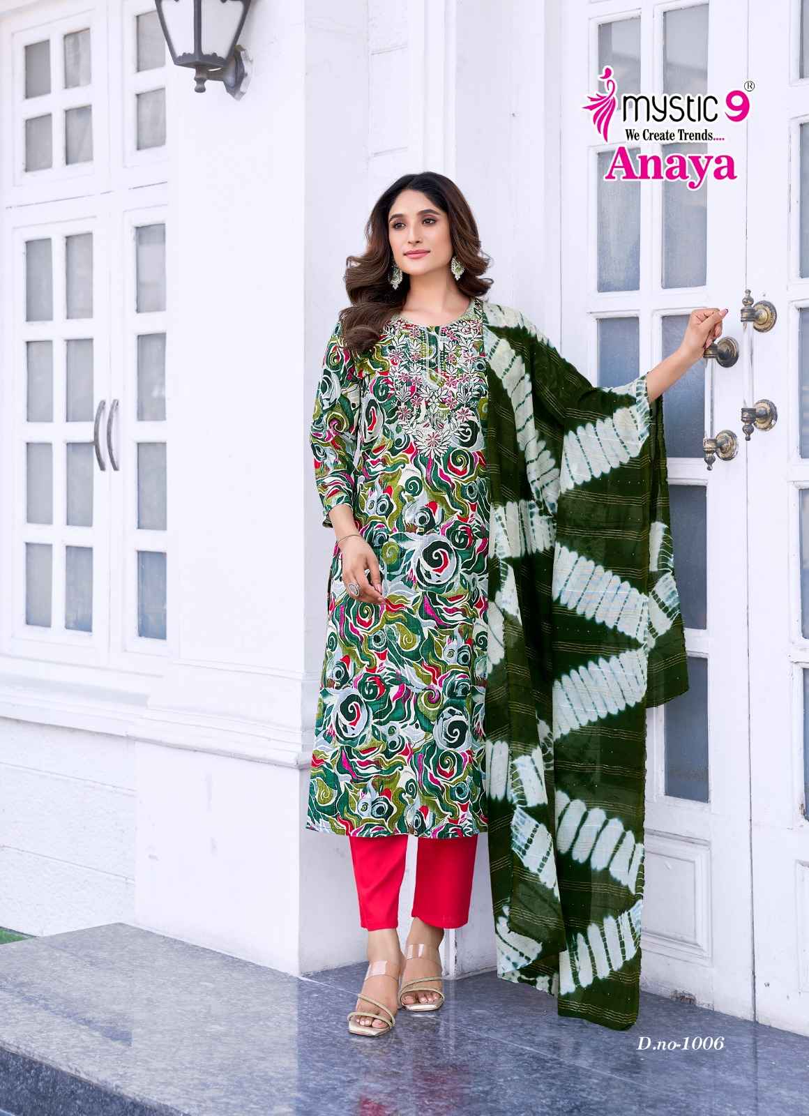 Mystic 9 Anaya Vol 1 Rayon Foil Printed Kurti Bottom With Dupatta Set Wholesale Price ( 8 Pcs Catalog )