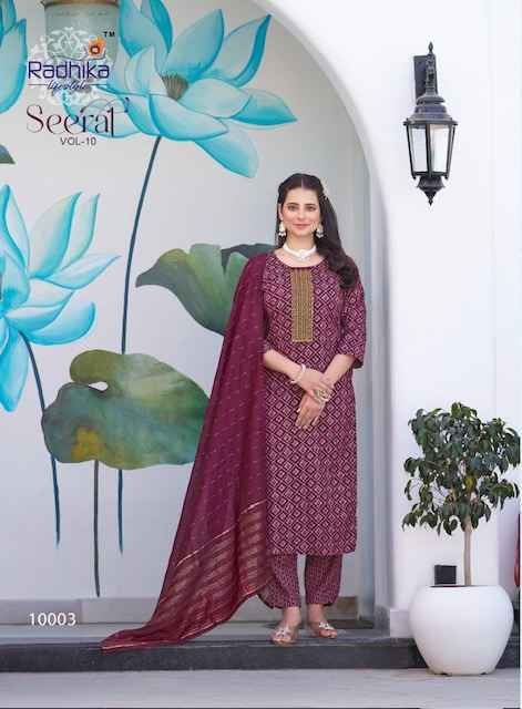 Radhika Lifestyle Seerat Vol 10 Rayon Kurti Set Wholesale Price ( 8 Pcs Catalog )