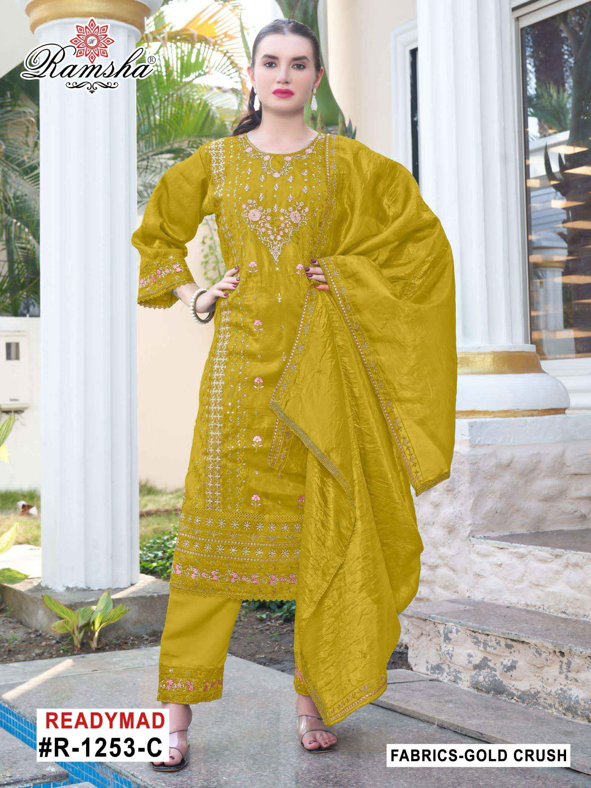 Ramsha R 1253 Nx Gold Crush Wholesale Ready Made Suits Collection ( 4 pcs catalog )