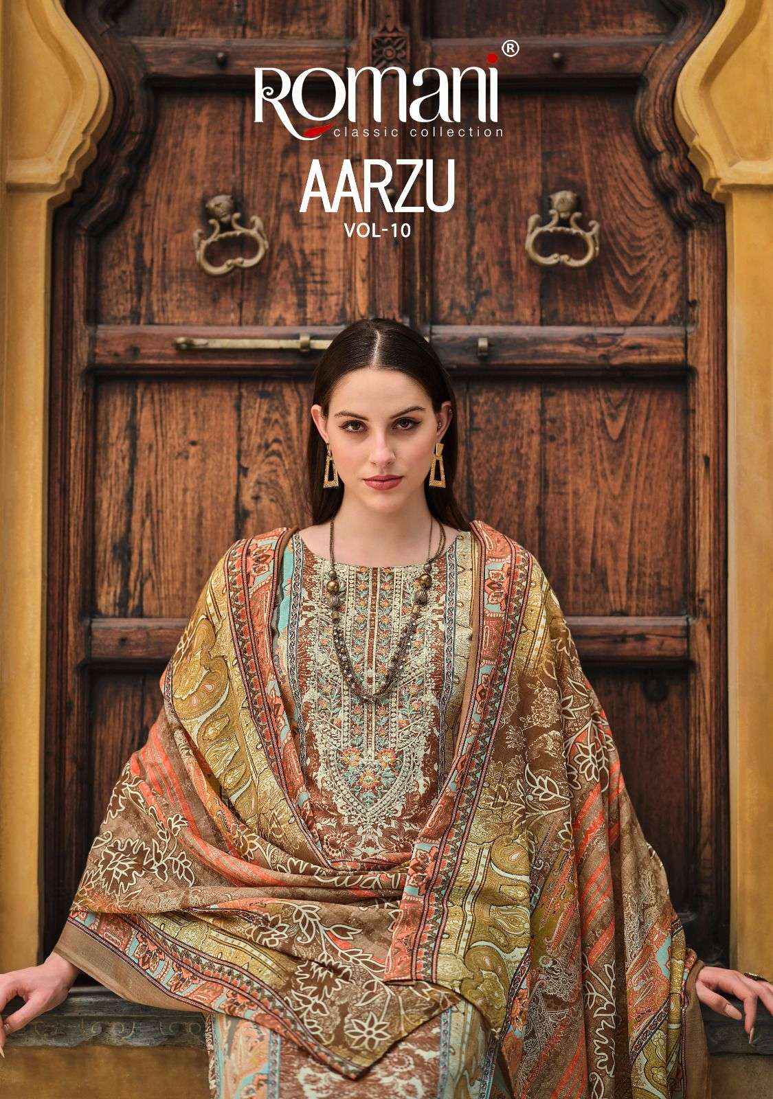 ROMANI AARZU VOL 10 WHOLESALE COTTON DRESS MATERIAL ( 10 PCS CATALOG )