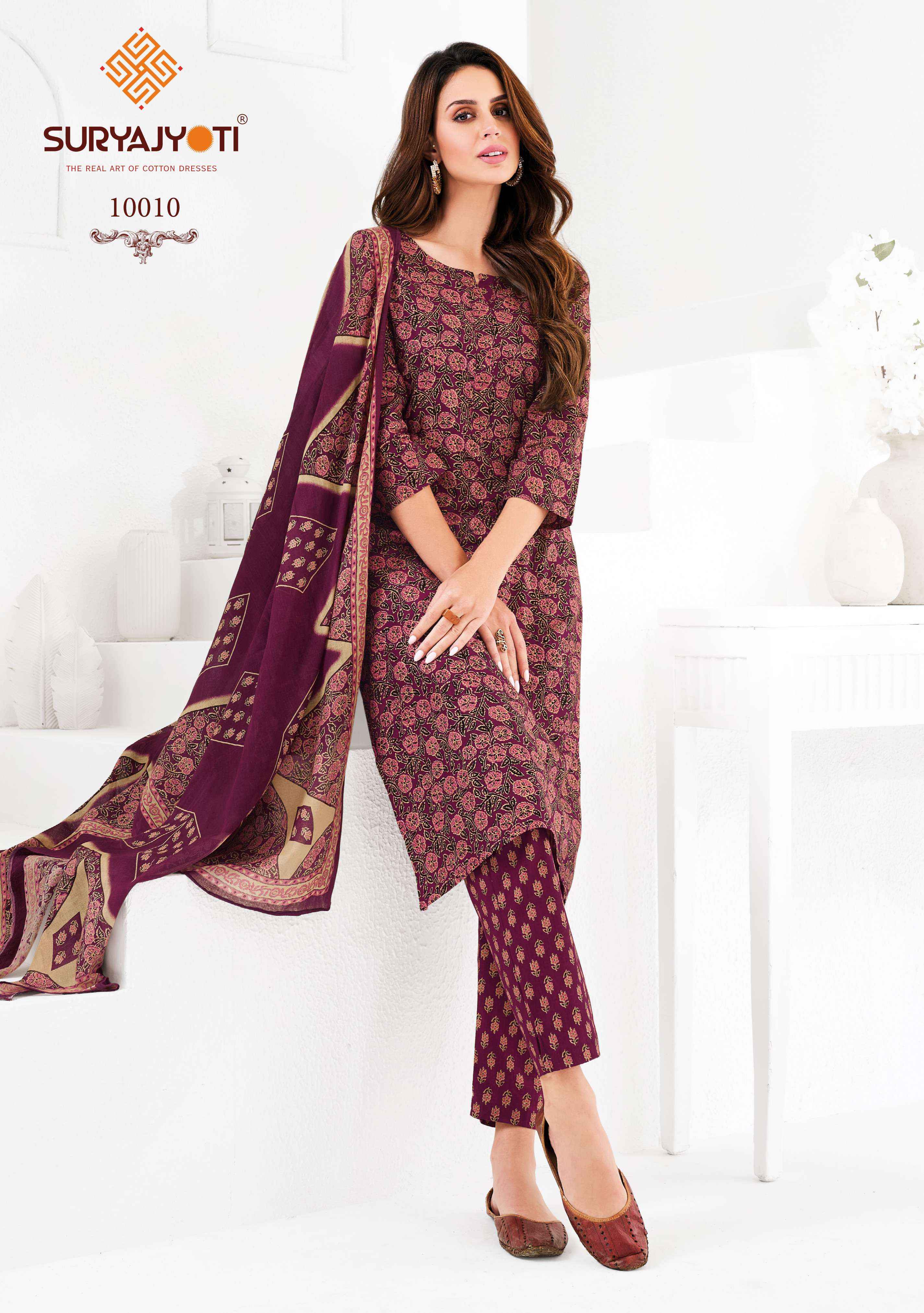 SURYAJYOTI PREYASI VOL 10 COTTON JAIPURI PRINT DRESS MATERIAL WHOLESALE PRICE ( 10 PCS CATALOG )