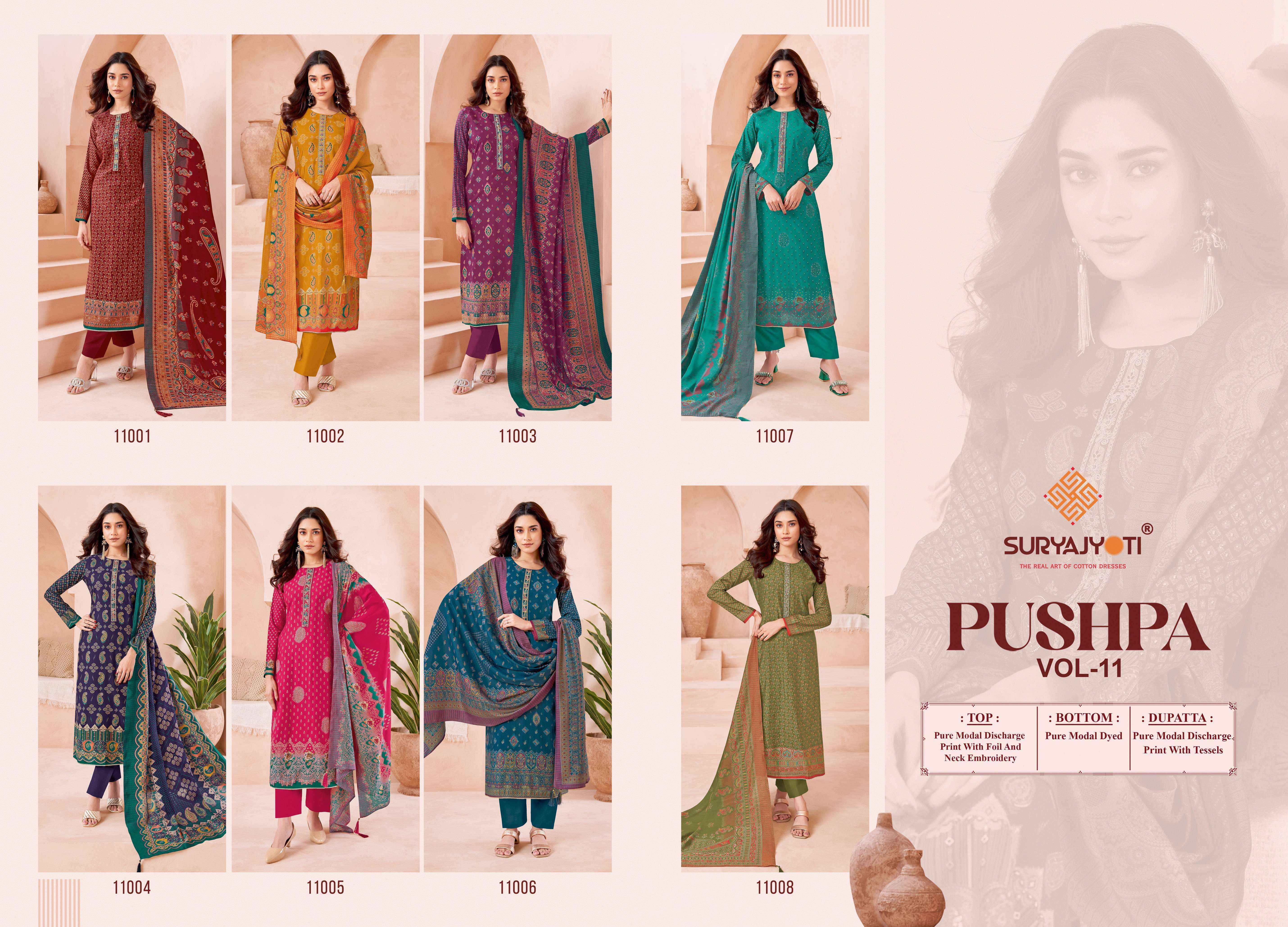 Suryajyoti Pushpa Vol 11 Modal Dress Material Wholesale Price ( 8 Pcs Catalog )