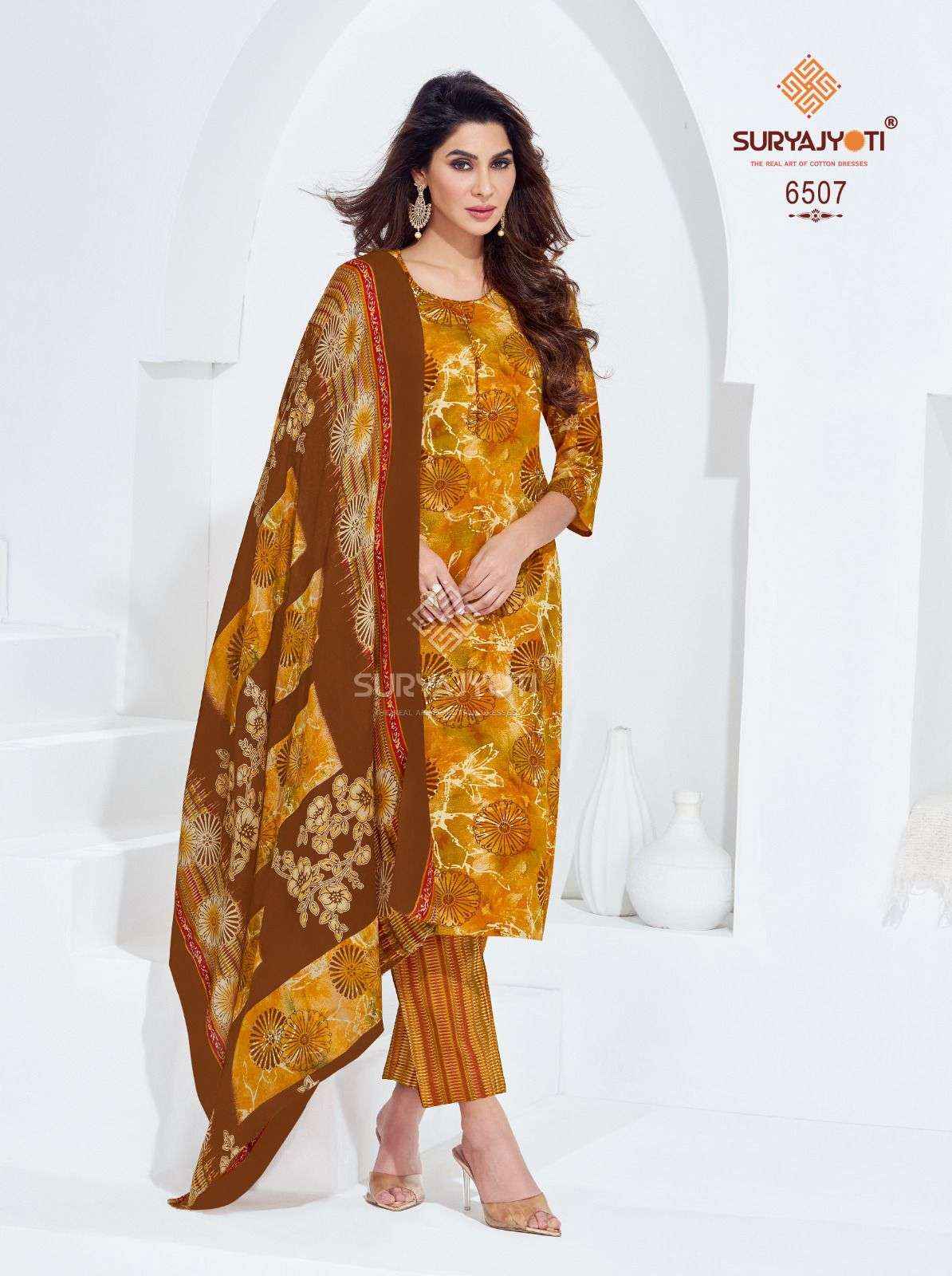 SURYAJYOTI TRENDY COTTON VOL 65 COTTON PRINTED DRESS MATERIAL WHOLESALE PRICE ( 20 PCS CATALOG )