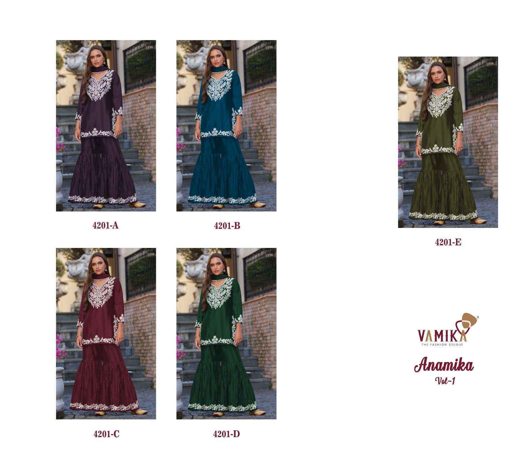 Vamika Anamika Vol 1 Readymade Chinone Suit Wholesale Price ( 5 Pcs Catalog )