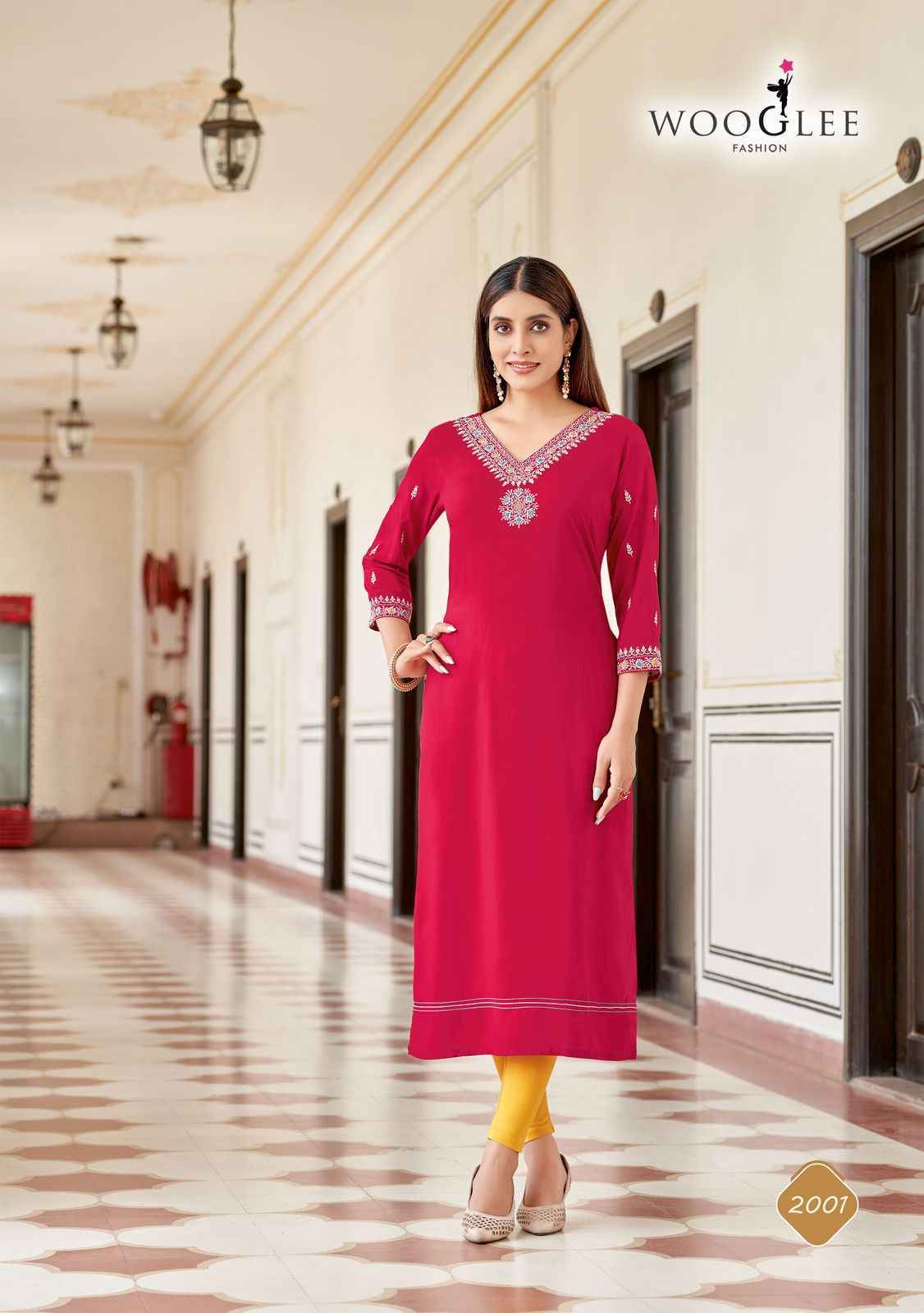 Wooglee Veera Rayon Kurti Set Wholesale Price ( 4 Pcs Catalog )