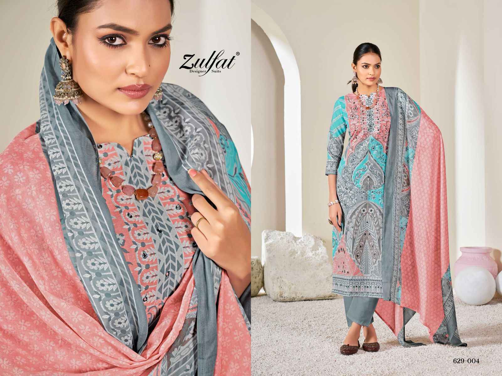 Zulfat Summer Shine Cotton Dress Material Wholesale price 9 6 Pcs Catalog )