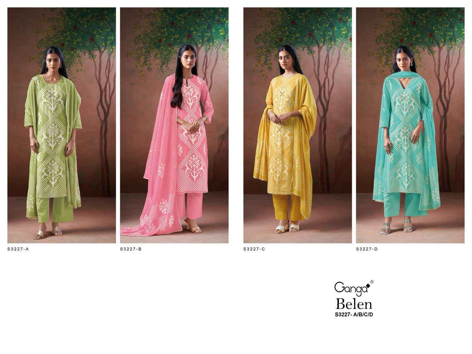 Ganga Belen 3227 Premium Cotton Dress Material Wholesale Price ( 4 Pcs Catalog )