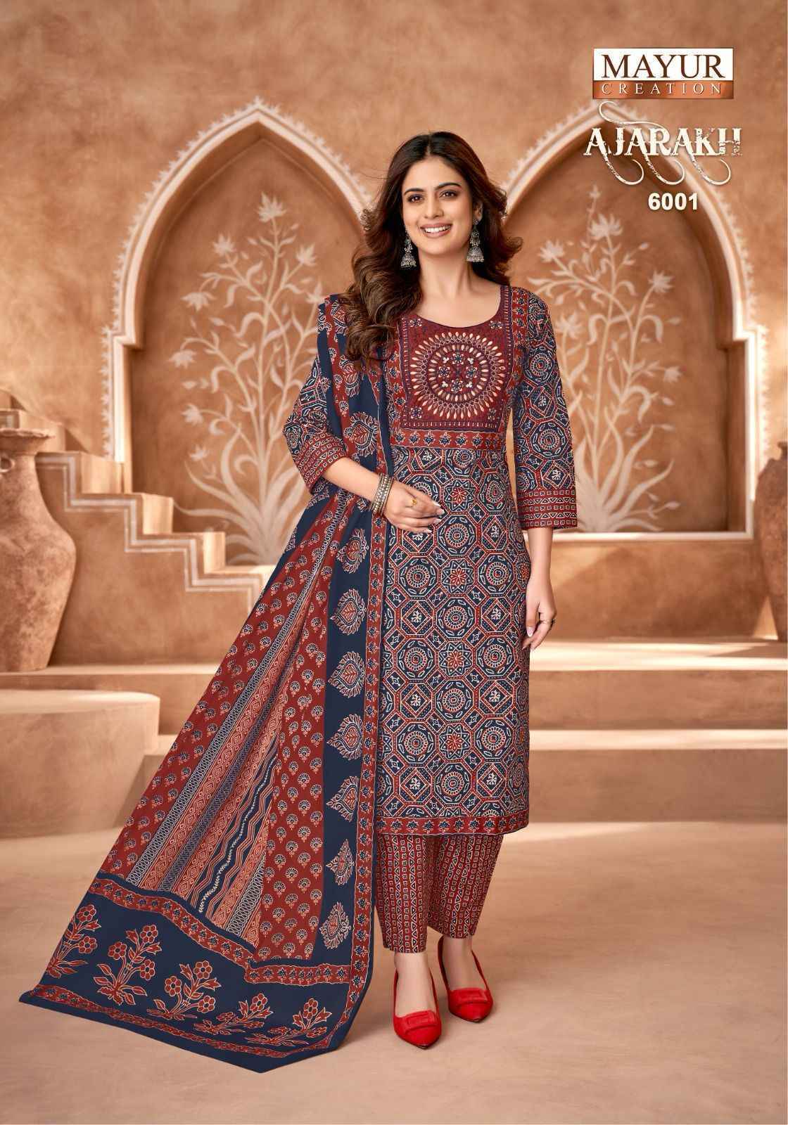 Mayur Creation Ajarakh Vol 6 Readymade Cotton Dress Wholesale Price ( 10 Pcs Catalog )