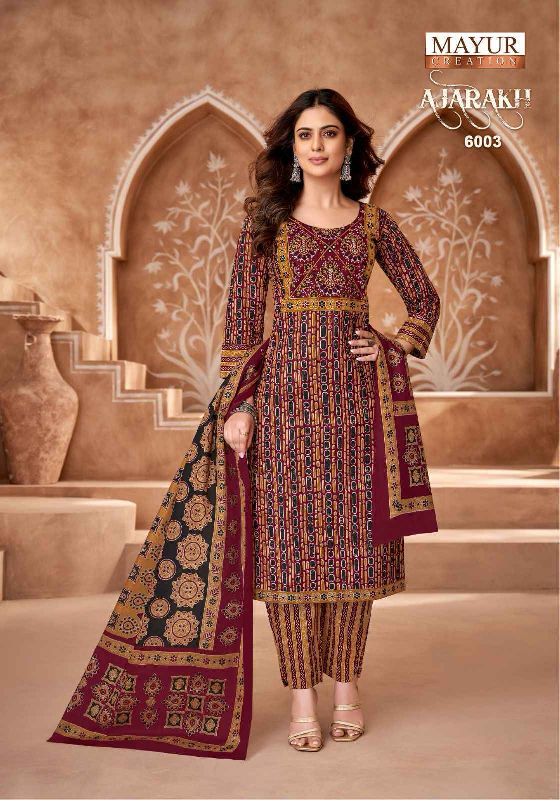 Mayur Creation Ajarakh Vol 6 Readymade Cotton Dress Wholesale Price ( 10 Pcs Catalog )